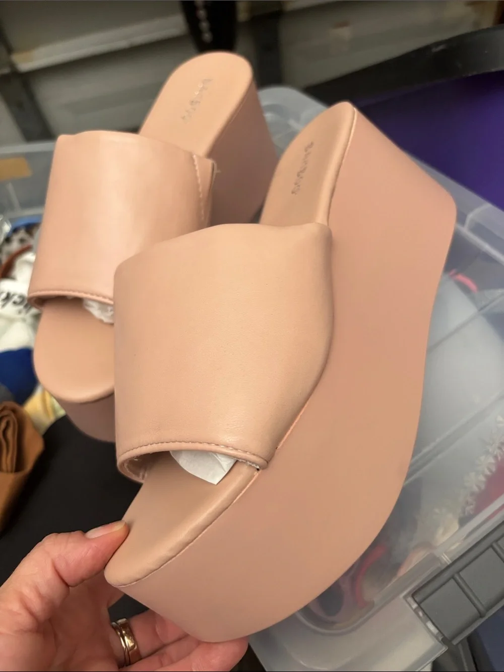 BAMBOO Blush Pink Platform Slide Sandals